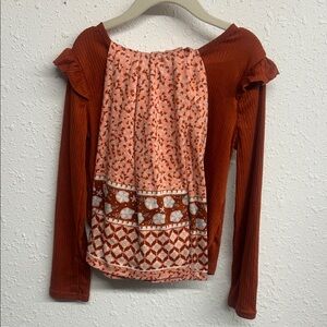Rust and Pink Floral Women's Top